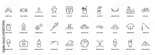 summer activity icon set
