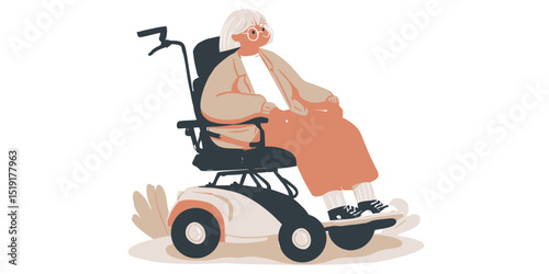 Elderly Woman in Wheelchair Promoting Mobility and Independence