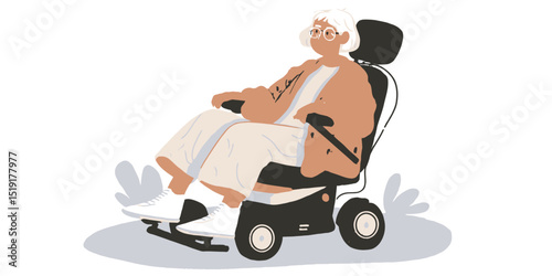 Elderly Woman in Mobility Scooter  Promoting Independence and Accessibility