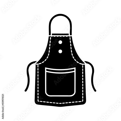 Simple black and white apron illustration for kitchen cooking and culinary concepts