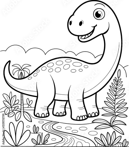 Adorable cartoon dinosaur coloring page prehistoric animal