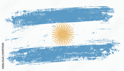 Grunge Style Argentinian Flag Abstract Brushstroke Design