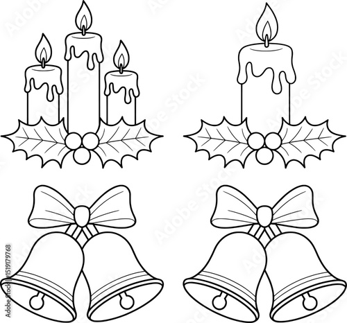 Christmas candles holly bells festive holiday season