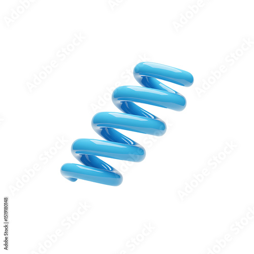 Glossy light blue spring with rounded edges, a helical coil design, and smooth surface