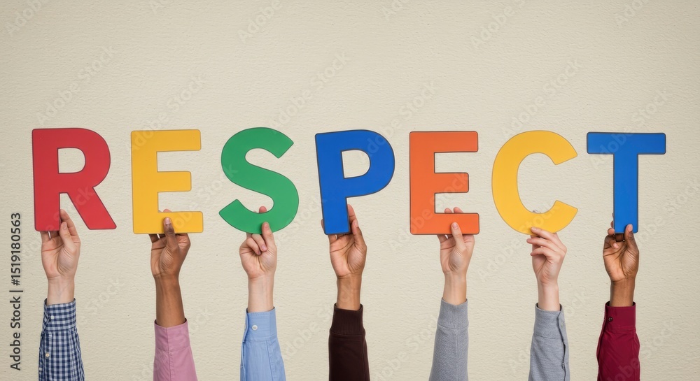 Fototapeta premium Colorful Hands Holding Respect: A Vibrant Unity Image