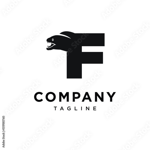 Letter F Moray Eel Logo Icon Vector