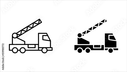 Fire truck icon set, transport and emergency, firefighter car sign on white background