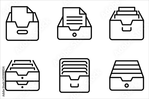 Archive Storage Icon set, Document Archive Storage Icon Vector Design on white background