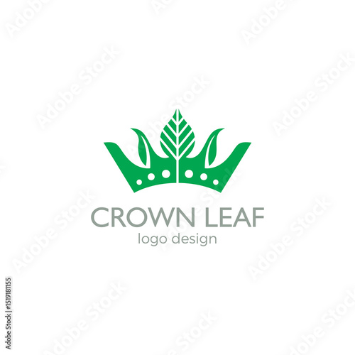 Crown Leaf Logo Vector Illustration