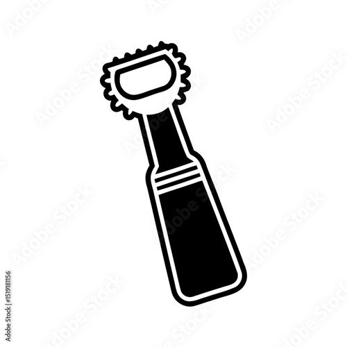 Minimalist black and white bottle opener illustration suitable for design and branding projects