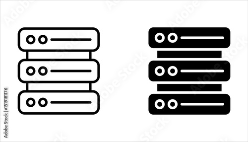 Hosting server icon set, Cloud computing thin line icons. For website marketing design on white background