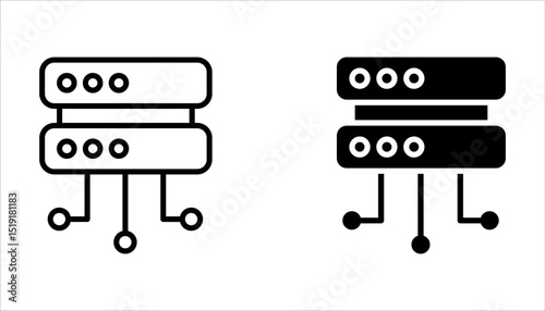Hosting server icon set, Cloud computing thin line icons. For website marketing design on white background