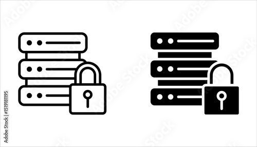 Hosting server icon set, Cloud computing thin line icons. For website marketing design on white background
