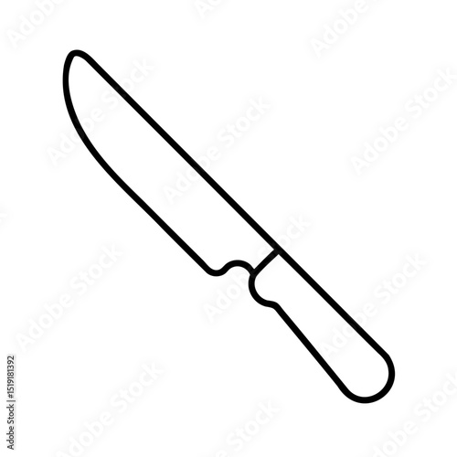 Simple outline illustration of a chef's knife on a clean white background isolated