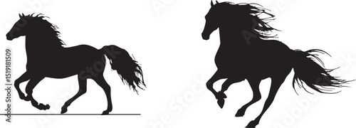 Two horses running illustration vector design
