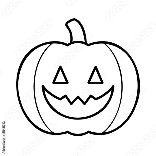 Simple black and white outline of a jack o lantern for halloween celebration