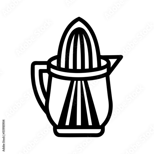 Simple and clean black and white outline illustration of a citrus juicer tool
