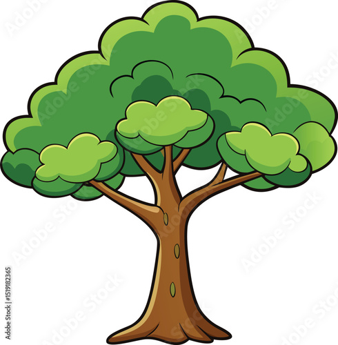Nature's Green Sentinel: A vibrant illustration of a solitary tree, boasting lush green foliage and a sturdy brown trunk, symbolizing strength and the beauty of nature.
