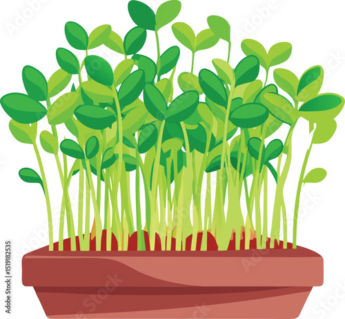 Sprouts in the Pottery: A vivid portrayal of young, vibrant sprouts flourishing inside a rustic pottery pot, celebrating new life, growth, and the promise of the natural world.