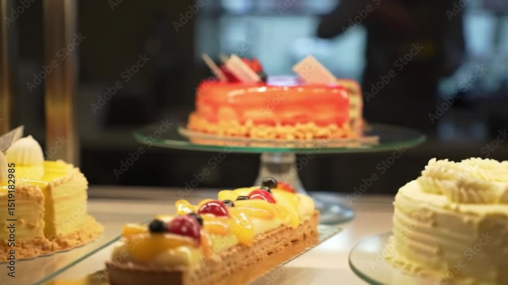 Delicious baked strawberry fruit birthday cake with candles and sweet cream