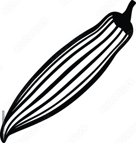 A simple line drawing of an okra pod showcasing its unique texture and shape this image aims to promote healthy eating and the versatility of okra in various cuisines