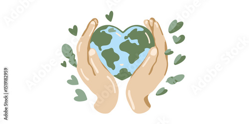 Protecting Our Planet Hands Holding a Heart-Shaped Earth