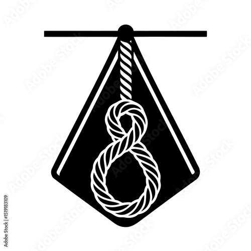 Simple black and white illustration of a noose in the shape of an eight symbol