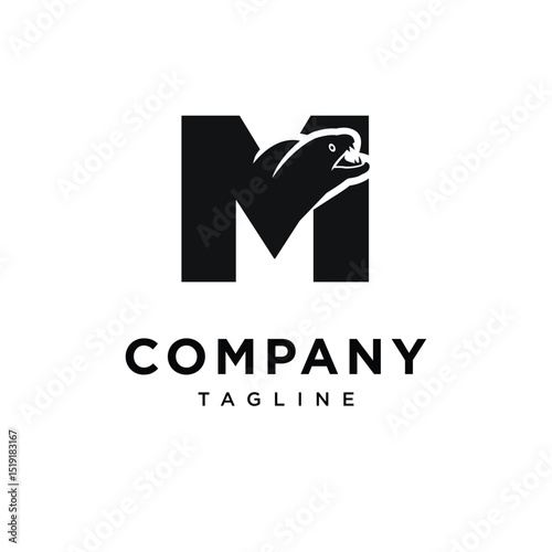 Letter M Moray Eel Logo Icon Vector