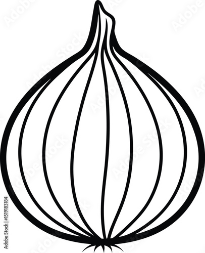 A simple line drawing of an onion showcasing its layers and structure representing growth resilience and the potential for culinary use