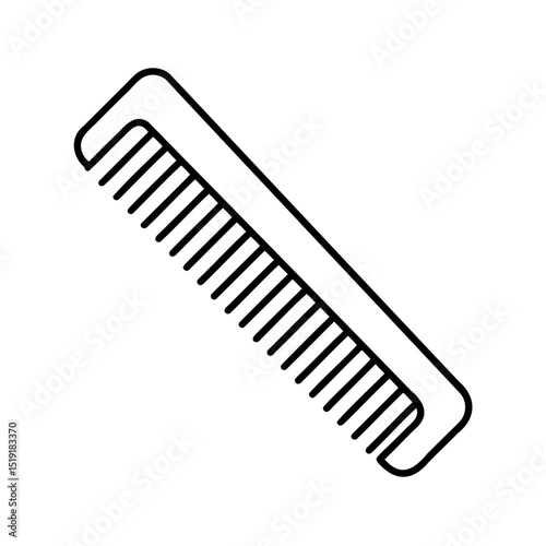 Simple black and white outline drawing of a comb suitable for hair care and styling.