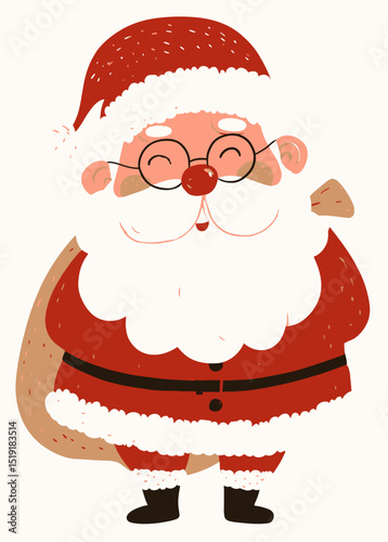 Adorable Happy Santa Claus Illustration Festive Christmas Character Design