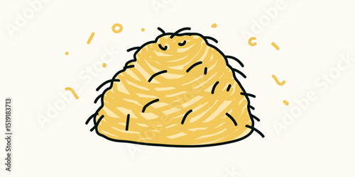 Cute Hay Bale Illustration Farm Animal Cartoon Icon