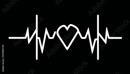 Heart Rate Pulse Icon Medical and Healthcare Symbol Illustration