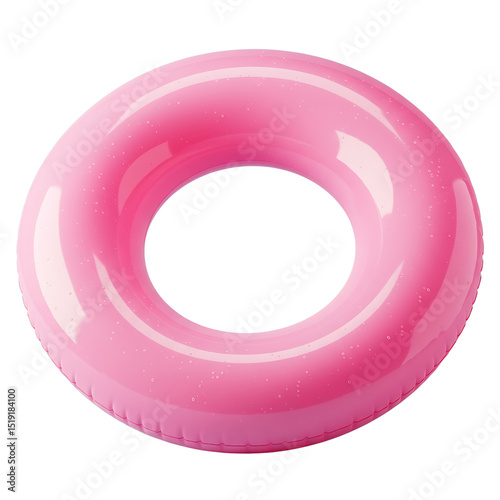Glossy Pink Inflatable Ring with Subtle Water Droplets for Summer Fun