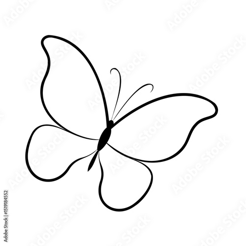 Wallpaper Mural Simple and elegant outline vector illustration of a butterfly with curved wings on white background Torontodigital.ca