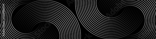Abstract gold circle lines on dark background. Geometric stripe line art design.