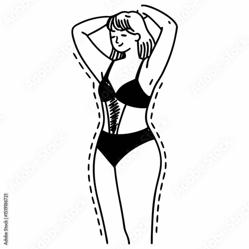 Woman in Lingerie Waist Training Illustration Art
