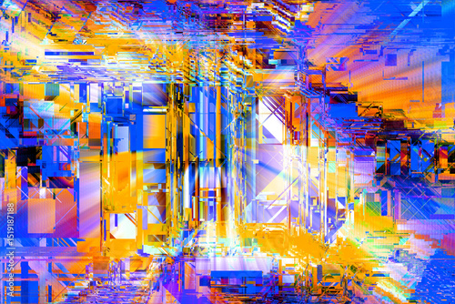 Futuristic glitch background. Abstract computer technology or architecture.