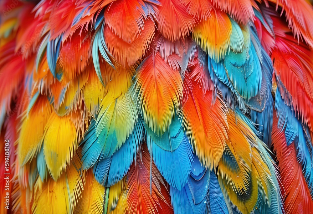 Obraz premium Vibrant feathers showcase the beauty of a tropical bird in nature's palette