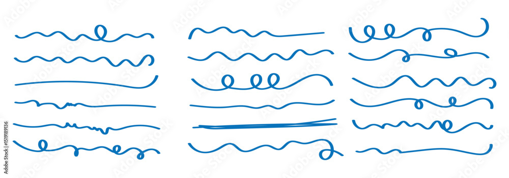 Obraz premium pen marker scribble line set.