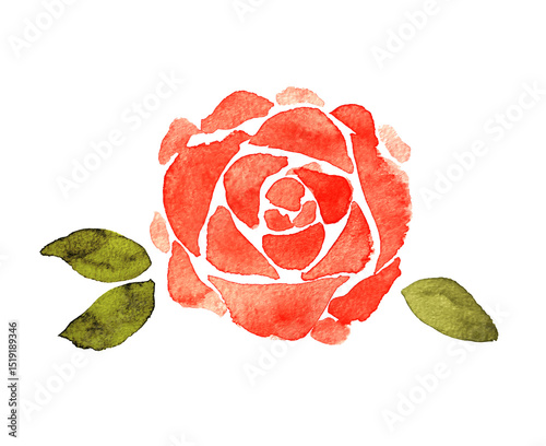 Fototapeta Naklejka Na Ścianę i Meble -  水彩のバラのイラスト素材　赤　薔薇　花　手書き
