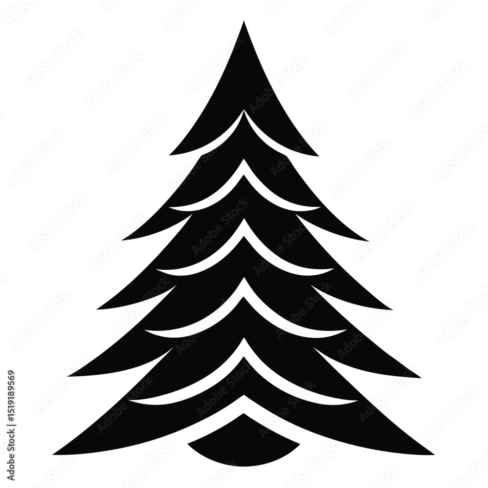 Obraz premium A simple black silhouette of a Christmas tree on a plain background viewed from the front