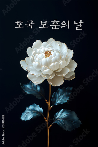현충일 기념일 헌정 국화와 글귀