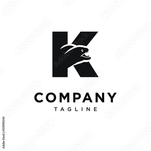 Letter K Moray Eel Logo Icon Vector