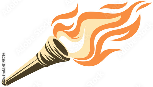 Vector Illustration of a Burning Torch Symbol of Passion, Victory, and Enlightenment