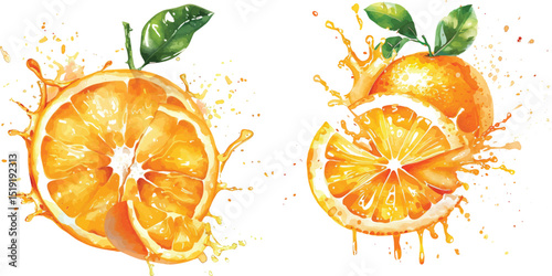 Orange Splash Vector Illustration on White Background