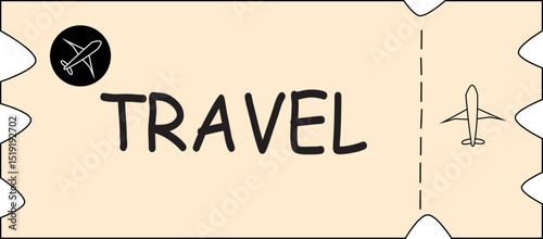 Vector Illustration of Airline Travel Ticket with Airplane Icon for Tourism, Flight Booking, Vacation, and Journey Design