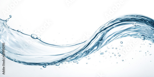Water wave with bubbles isolated on transparent background