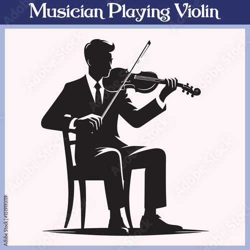 Musician playing violin silhouette vector
