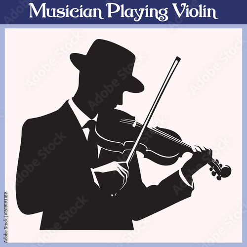 Musician playing violin silhouette vector